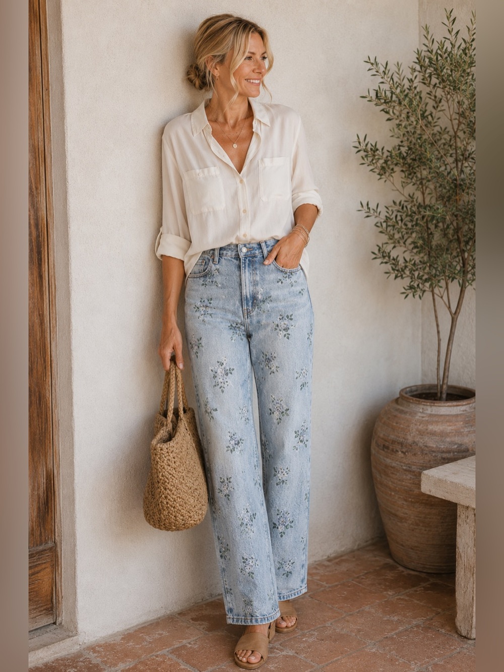Wild Fable 90s Relaxed Straight Floral Print Jeans High Rise Size 2